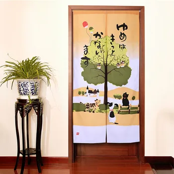 

Semi Hanging Japanese Decorative Easy Install Soft Owl Printed Entrance Door Curtain Cartoon Home Bedroom Separation Exquisite