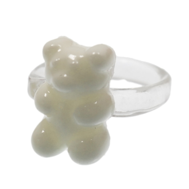 Transparent Bear Rings for Women Trendy Colorful Resin Finger Rings Wholesale Jewelry Girls Party Gifts