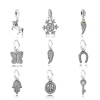

Authentic 100% 925 Silver Feather Bead Horse Charm Snowflake Pendant Fit Pandora Bracelets DIY Bangle Jewelry Making Wholesale