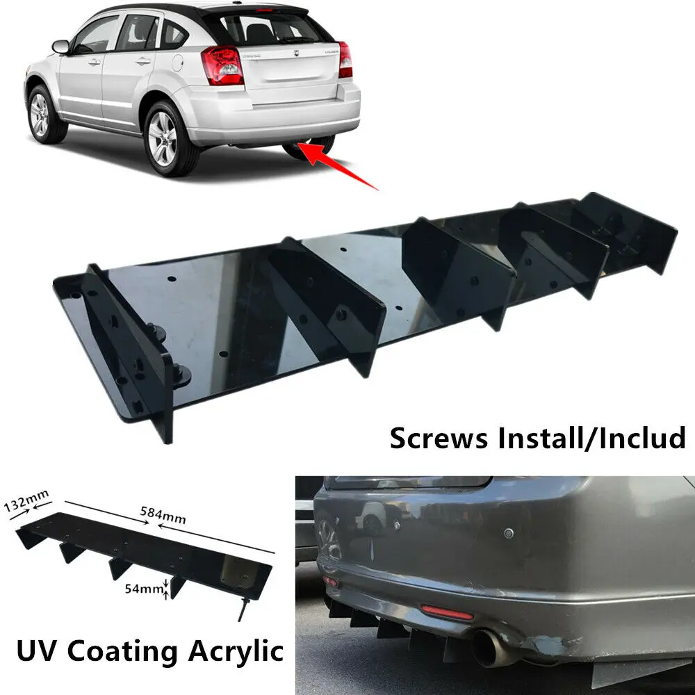 Fit For Dodge Caliber 2007-2012 High Quality UV Coating Acrylic Black Rear Bumper Lip Trunk Spoiler Diffuser Car Protector | Автомобили и