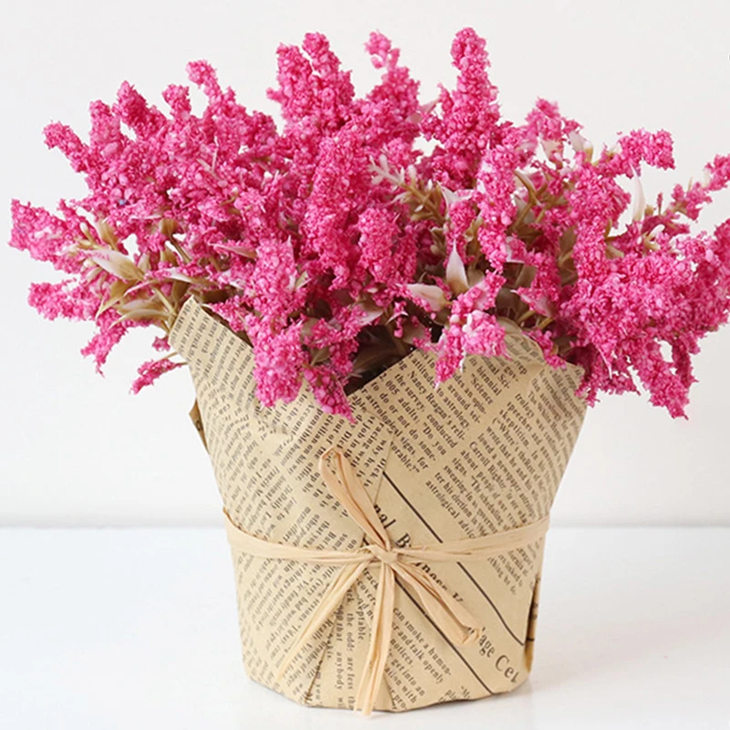 Крафт-бумага + пластик искусственный цветок сушеные Гипсофилы лаванды Шелковый цветочный свадебный Декор для дома