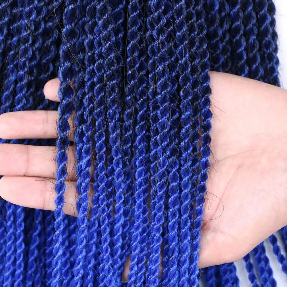 Mtmei волосы, 1", 30 шт., Сенегальские закрученные волосы эффектом деграде(переход от темного к Сенегальские закрученные крючком плетение волос на клипсах дредлоки Твист волос - Цвет: T1B/синий