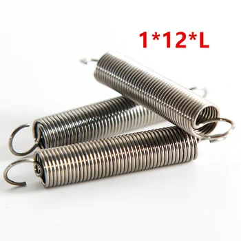 

5pcs Dual Hook Small Tension Spring 304 Stainless steel Extension spring wire dia 1mm Outer dia 12mm Length 30-100mm