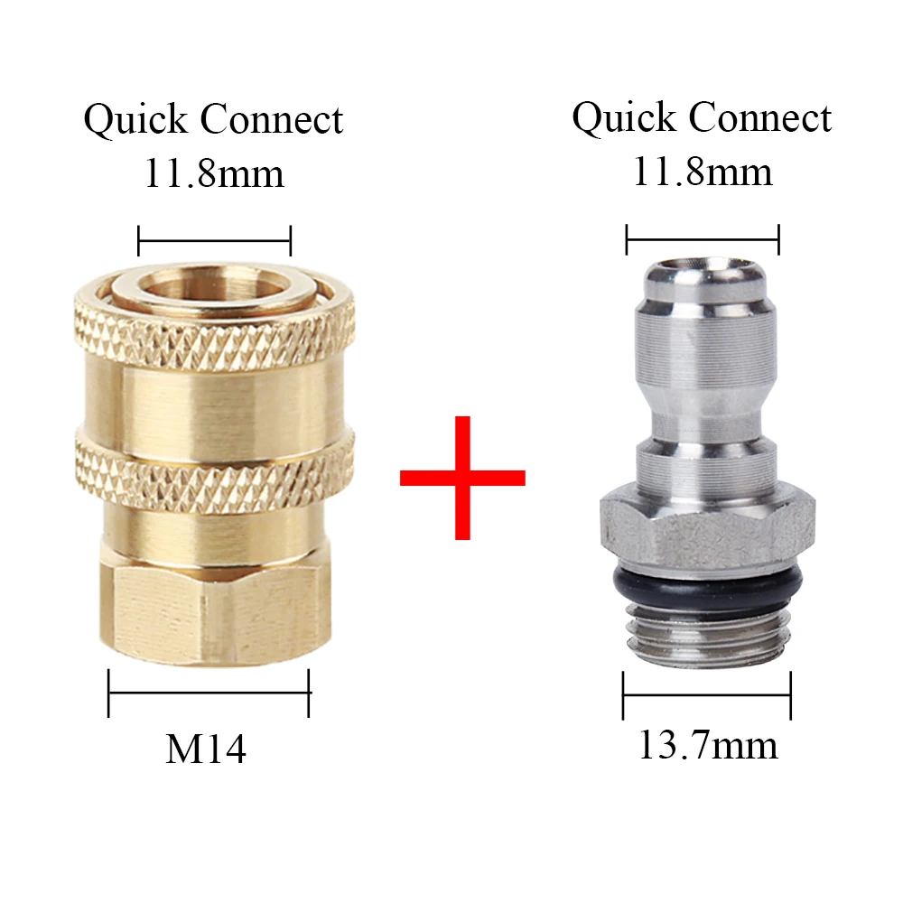 High Pressure Washer Brass Connector Washing Adapter 1/4" Female Quick Connection With M14*1.5 Thread 