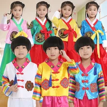 8 цветов, подарок на день рождения для детей, Традиционный корейский стиль, ханбок, детская одежда для сцены для маленьких девочек и мальчиков, одежда с вышивкой, счастье