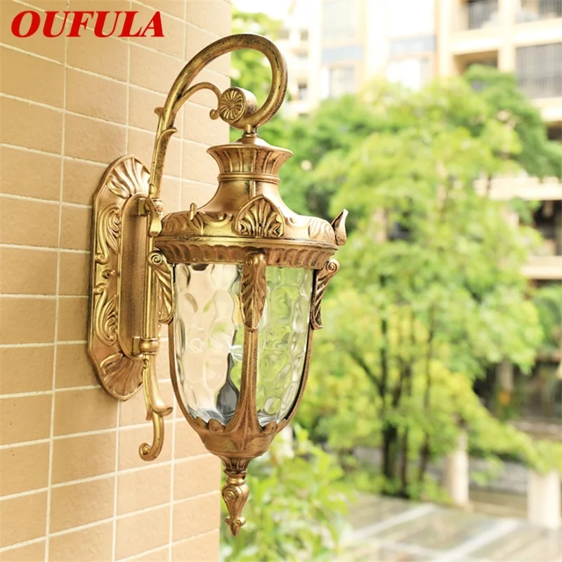 OUFULA Outdoor Wall Lamp Classical Retro Bronze Lighting LED Sconces Waterproof Decorative for Home Aisle