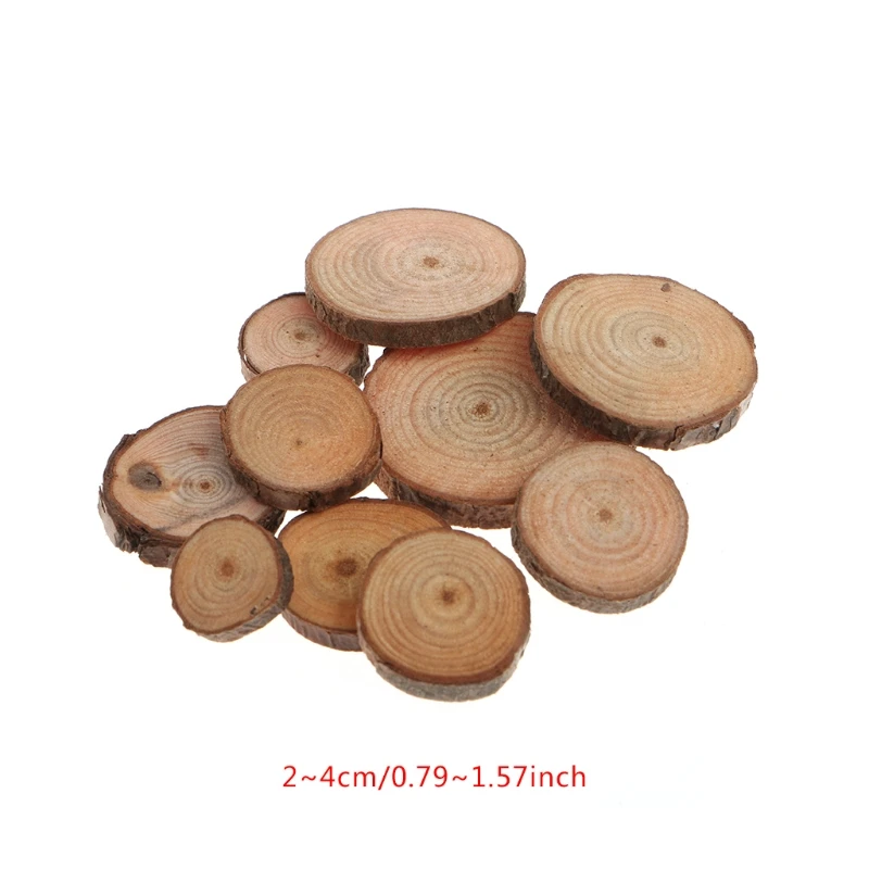 10Pcs Rustic Natural Round Wood Pine Tree Slices Craft Wedding Centerpiece Decor E65B