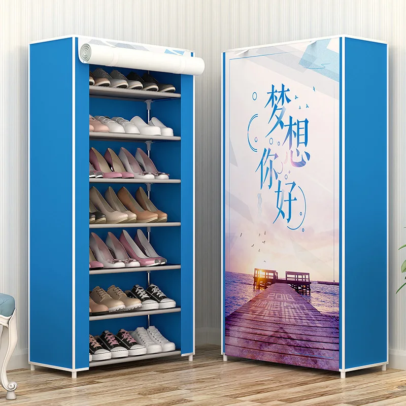 

Simplicity Multi-functional Shoe Rack Multilayer Household Dustproof Creative Dormitory Iron Art Assembled Shoe Cabinet Minimali