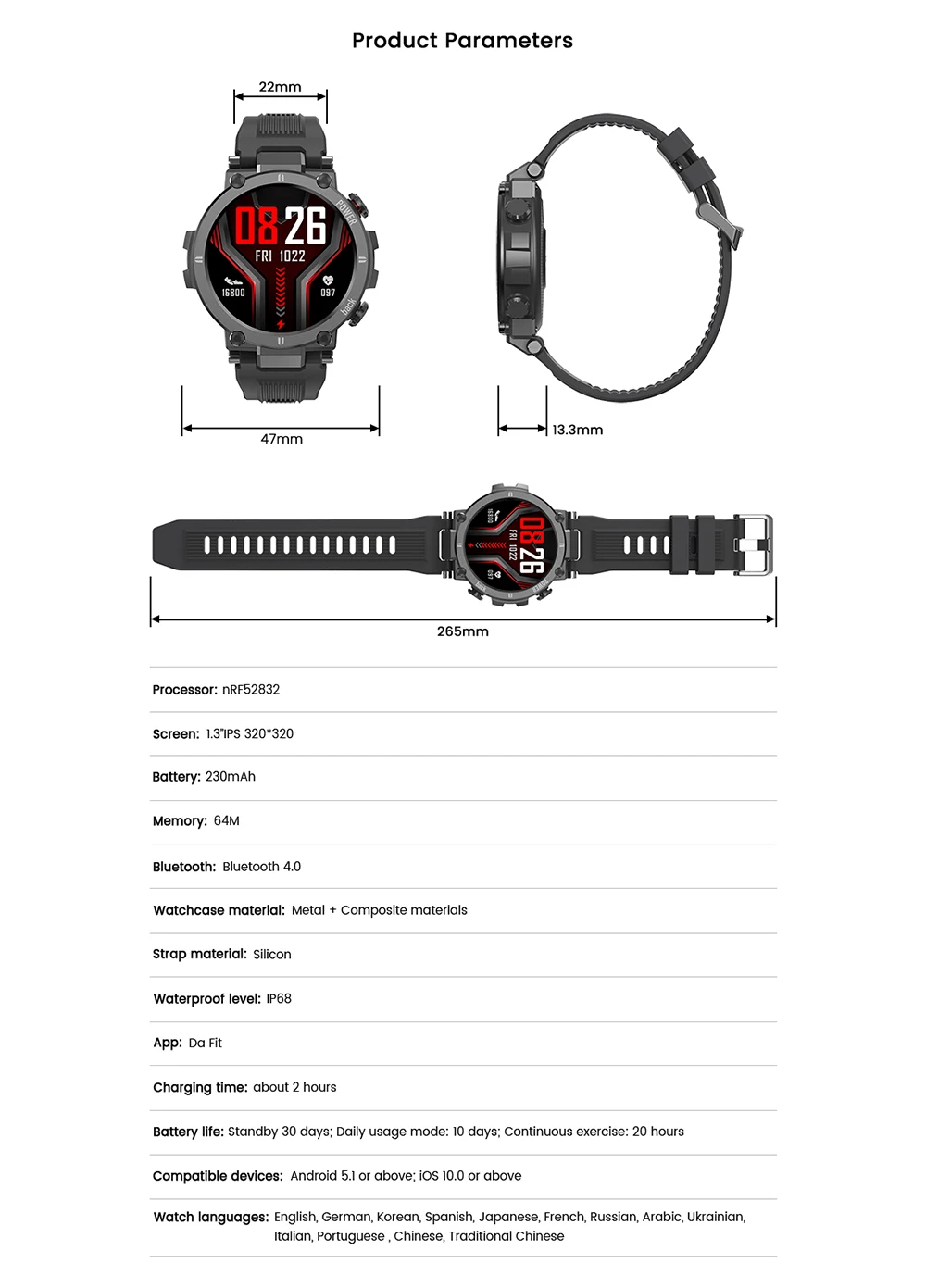 Kospet Raptor Smartwatch 2022 Outdoor Sport Rugged Smart Watch Men  Bluetooth Clock Ip68 Waterproof Fintess Tracker For Android - Smart Watches  - AliExpress