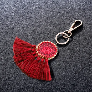 

Fashion Handmade Retro Keychain Shell Tassel Pendant Key Chains Bohemian Accessories For Women Bags Colorful Trinket