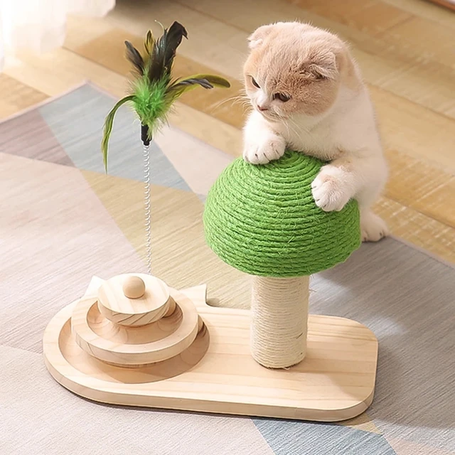 Juguete rascador para gatos, cuerda de Sisal con Base de madera, bola  rascadora para mascotas, para interiores - AliExpress