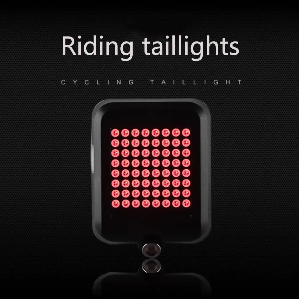 64 LED Bicycle Automatic Direction Indicator Taillight Safety Warning  Light Full Intelligent Steering Brake Tail Light