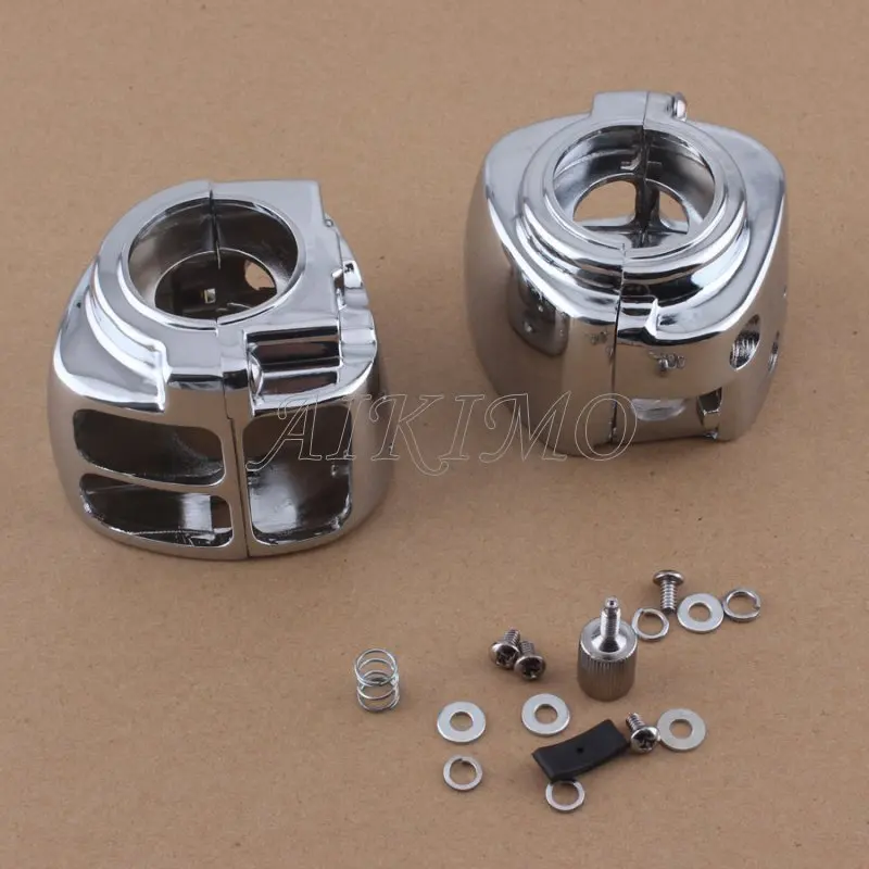 Coperchio Alloggiamento Interruttore Manubrio Moto In Alluminio Cromato Per Harley Dyna Sportster Softail V-Rod Touring 2009-Up