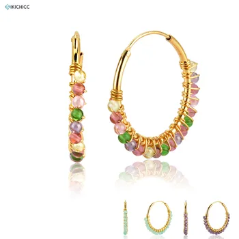 

Kikichicc 100% 925 Sterling Silver 25MM Moonstone Hoops Multi Colorful Zircon CZ Piercing Ohrringe Luxury Jewelry 2020 Fashion