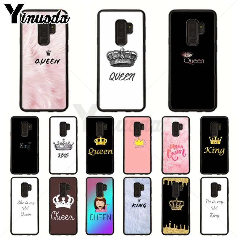 Ratu dan Raja Putri Merah Muda Hitam Lembut Ponsel Case untuk Samsung Galaxy S10plus S9 S8plus S10e A50 A70 A10 Ponsel