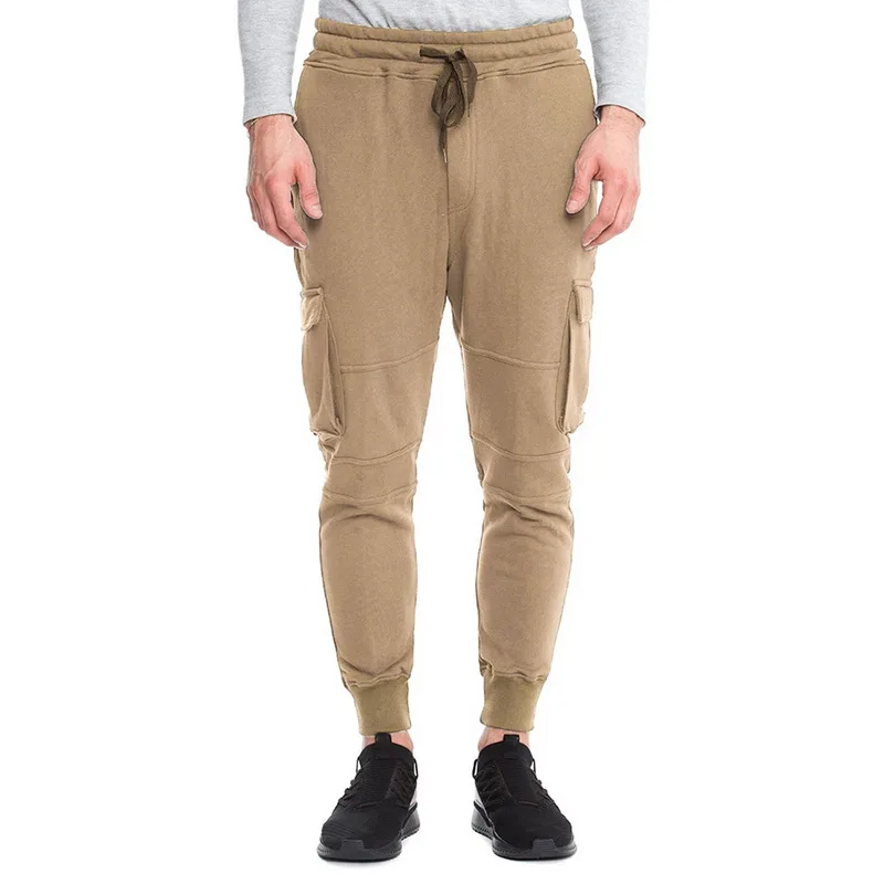 khaki MJARTORIA, осенние мужские штаны, хип-хоп, шаровары, джоггеры, мужские брюки, мужские одноцветные, с несколькими карманами, брюки-карго, обтягивающие, спортивные штаны - Цвет: khaki