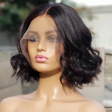 

Glueless Loose Wave Synthetic Hair Lace Front Wigs For Black Women Short Bob Wig Fiber Natural Hairline Middle Part Glueless Wig