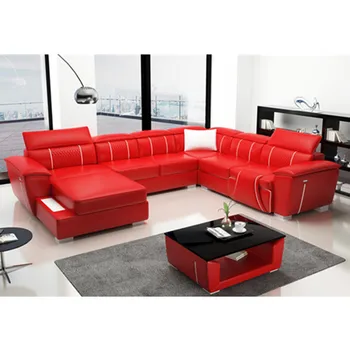 

China factory fancy living room red leather couch