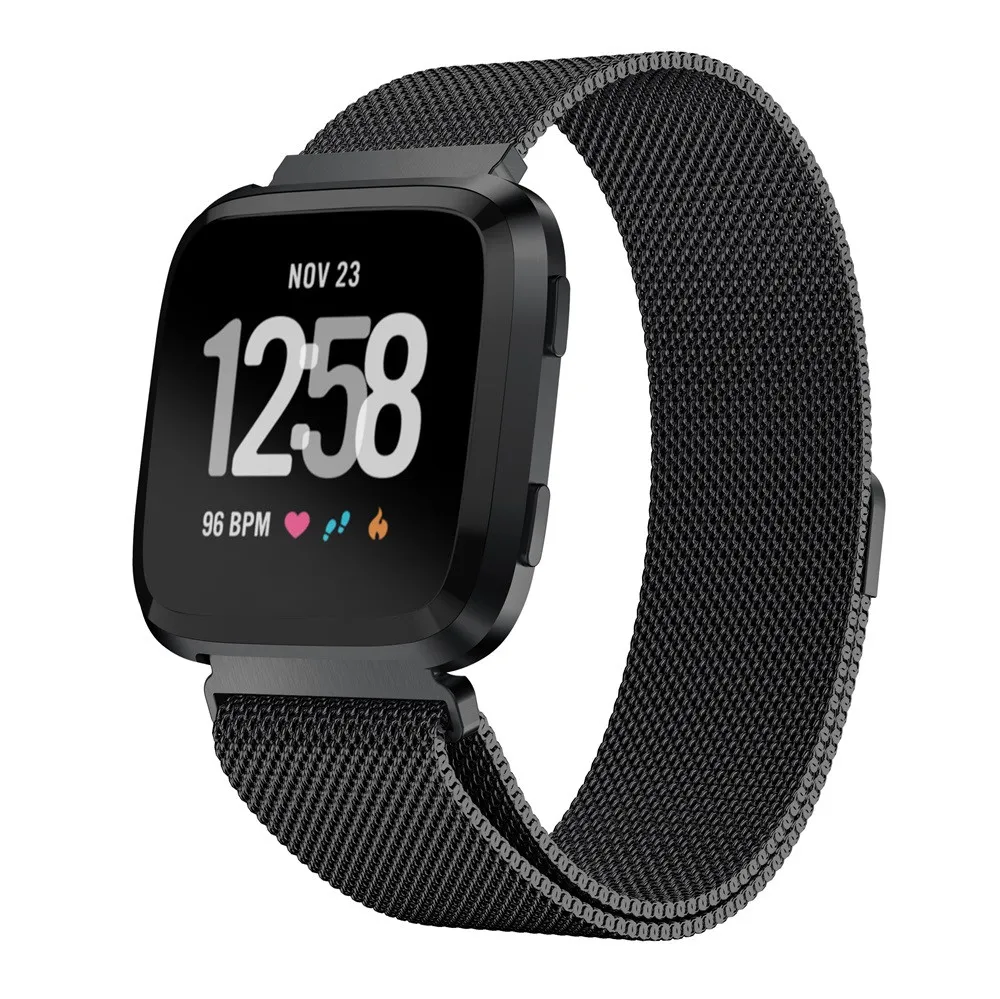 Металлический браслет из нержавеющей стали для Fitbit Versa ремешок на запястье Миланская петля магнитный браслет мужской леди размер умные аксессуары