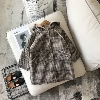 

kids jacket 2019 Winter Baby Girls Cute Plaid Coats Cotton Plus Velvet Thicken Hooded Warm Outerwear Children girls jackets Tops