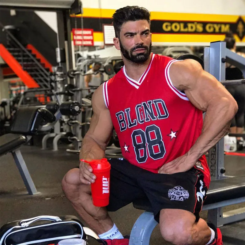 elastique musculation top fitness men mesh tanktop V-neck jersey gym stringer Mens workout tank tops Quick dry vest Running top