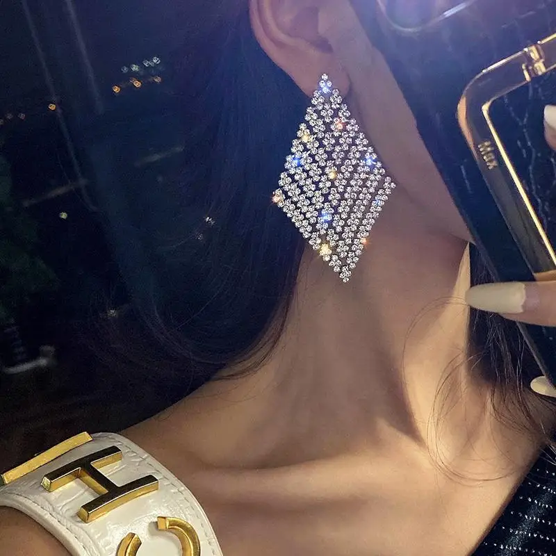 Женские серьги подвески с кристаллами в форме водопада|bride earrings|earrings forearrings for women