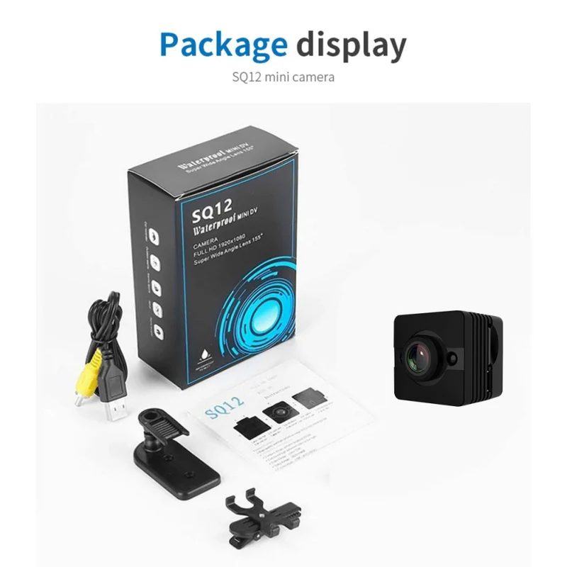 Наружная Оригинальная камера SQ11 SQ12 SQ13 мини камера FULL HD 1080P ночного видения водонепроницаемый корпус CMOS сенсорный регистратор видеокамера - Цвет: SQ12