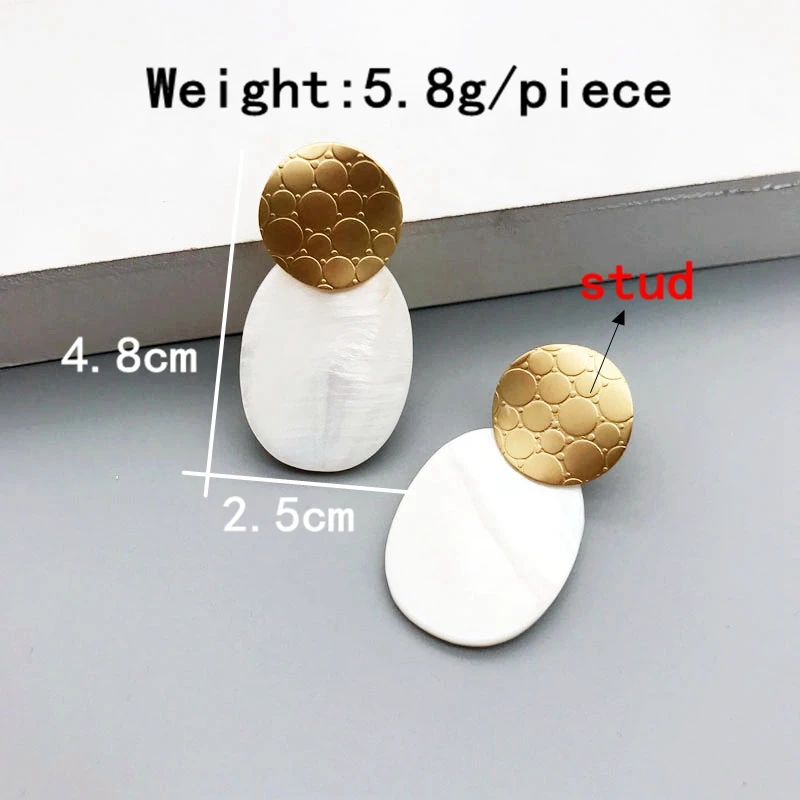 Геометрические серьги в виде ракушки круглая филигрань - Окраска металла: No.1 stud