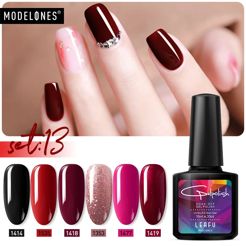 

Modelones 4/6Pcs Nail Art Salon UV Gel Polish Soak Off Semi Permanent Hybrid Gel Lacquer Nail Art Long Lasting UV Polish Kits