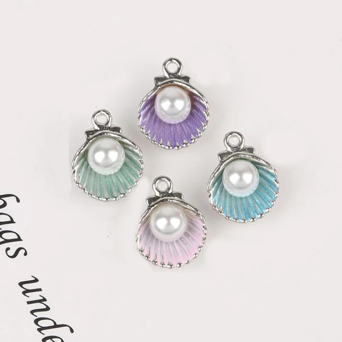 11*15mm Zinc Alloy Metal Enamel Shell Charms Pendant for DIY Earring Bracelet Jewelry Findings wh | Украшения и аксессуары