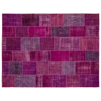 

Handmade Fuchsia Vintage Overdyed Patchwork Area Rug 274x365 Cm-8'12''X11'12''
