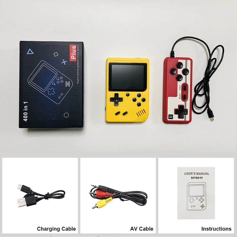 Retro Console Double Handheld Game Player Battery 3.0 Inch LCD Built-in 400 Video Games Gift for Kids Classic Videoconsolas 