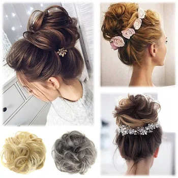 

Women's Curly Messy Bun Hair Twirl Piece Scrunchie Extensions Hairdressing Cover Hair High Quality Messy Bun Wig Curly Hair