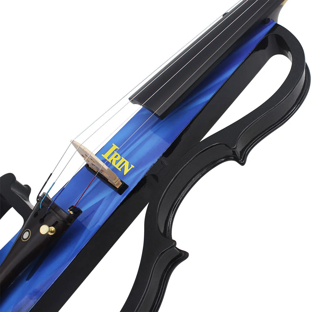 4/4 Electric Silent Violin Fiddle Musical Instrument Blue Electric Violin With Accessories Case Cable Headphone For Music Lovers