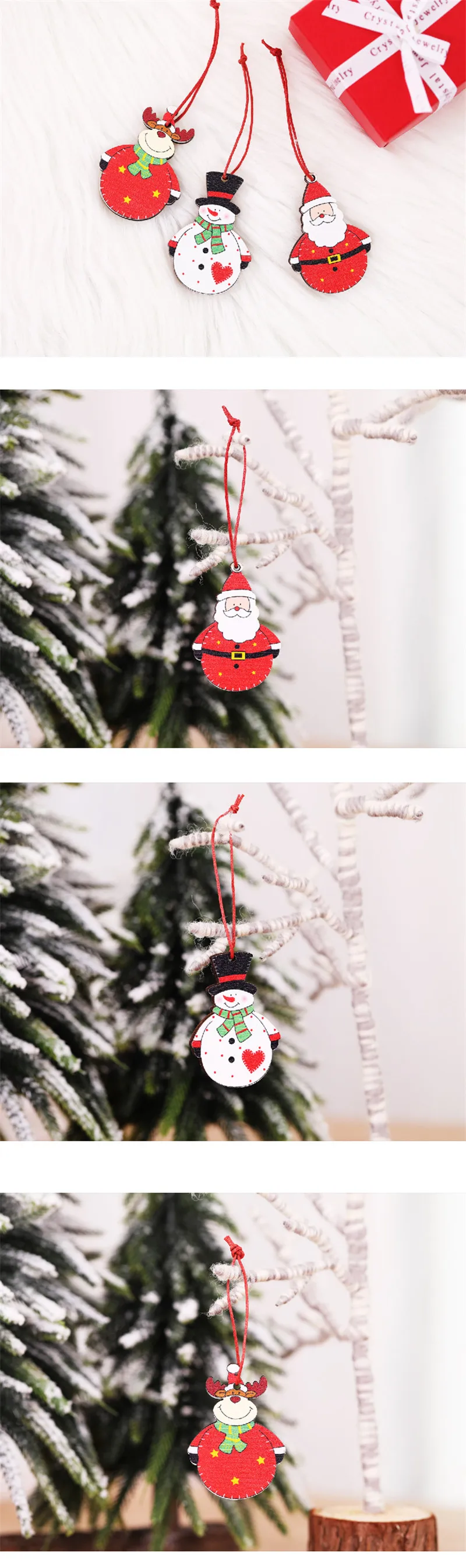 Xmas год елочных игрушек деревянный кулон гирлянда Рождественские Санта Клаус украшение "Лось" для дома Noel с утолщённой меховой опушкой, Q