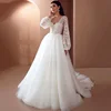 Eightree Vintage Starry Long Sleeve Wedding Dress Lace Vestidos de Noiva Bridal Dresses Sweep Train Wedding Gowns Customized 1