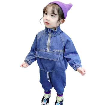 

Kids Clothes Letter Girl Clothes Denim Jacket + Jeans Girls Tracksuit Toddler Children's Costume 0 to 6 Year
