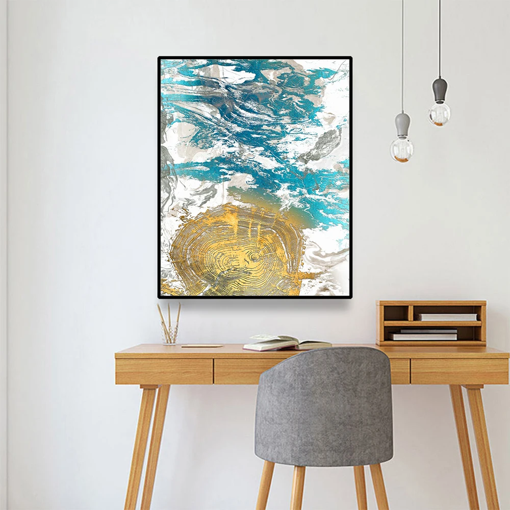

Laeacco Abstract Art Sea Canvas Painting Calligraphy Posters and Prints Wall Art Pictures for Living Room Home Decoration