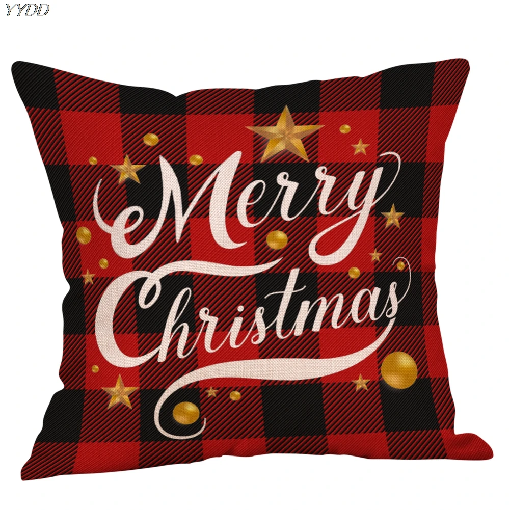 Рождественская декоративная наволочка, красная и черная клетчатая Снежинка, рождественские наволочки, декоративная наволочка для подушки