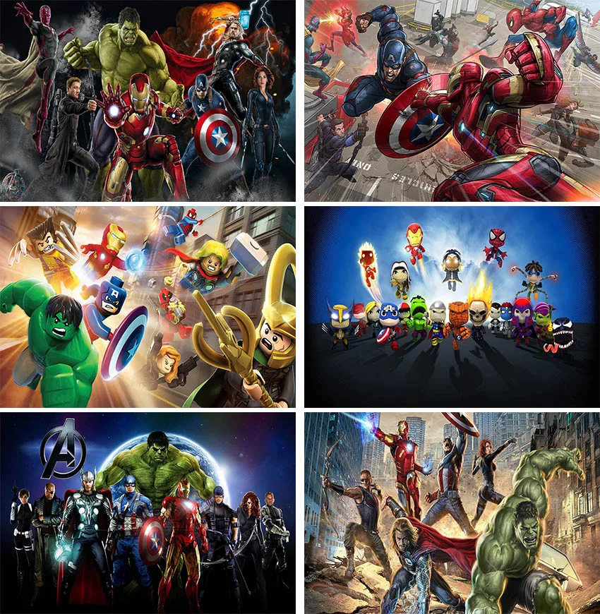 

Comics Superhero Avengers Spiderman Photography Backdrop Children 1st Birthday Photo Prop Studio Backdrop Background Vinyl