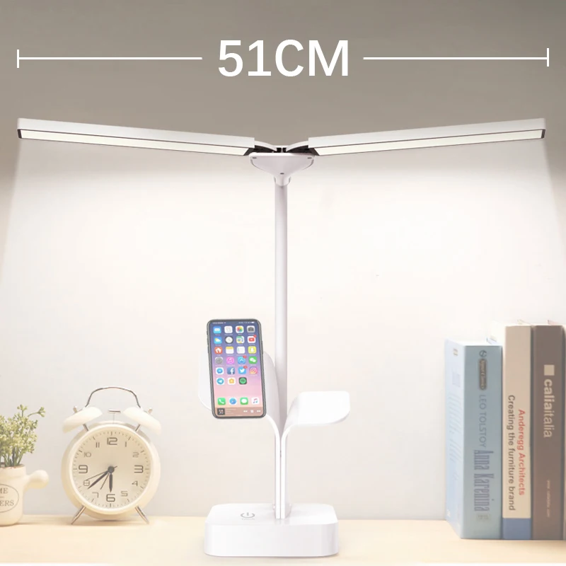 2500mAh Dual LED Desk Lamp Shadowless Reading lamp Eye Protect Touch Control Rotatable Rechargeable Table lamp USB charging