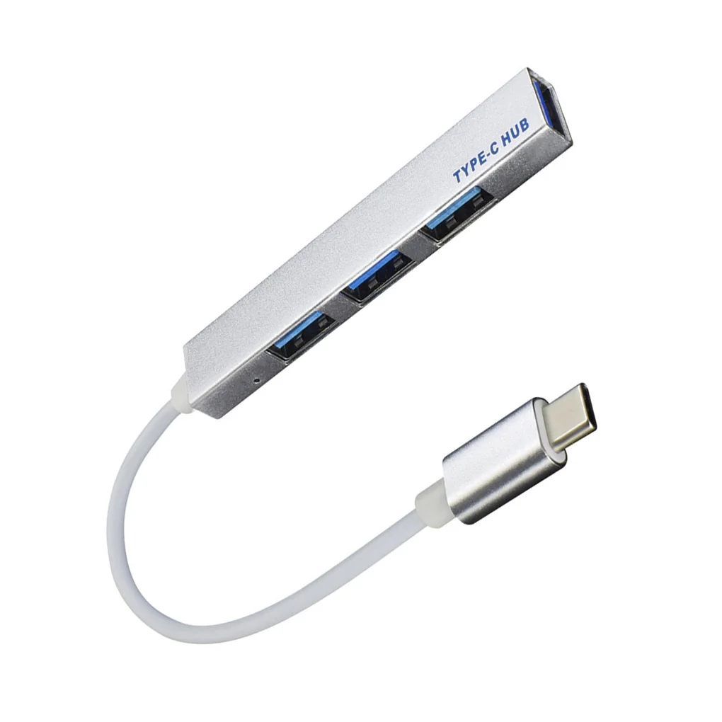 4 Port Splitter Type-C to USB 2.0 HUB Converter Adapter Cable for PC Laptop Computer Docking Station,Silver