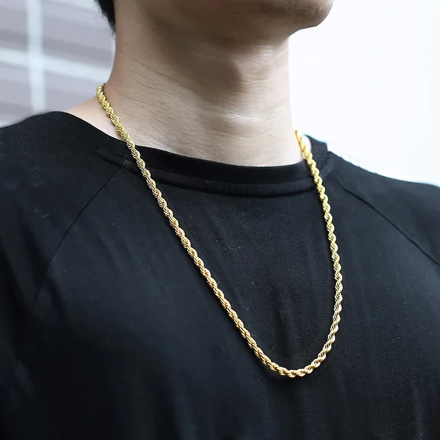 Stainless Steel Twisted Rope Chain Necklace for Men Women 16-30inch - Image 5