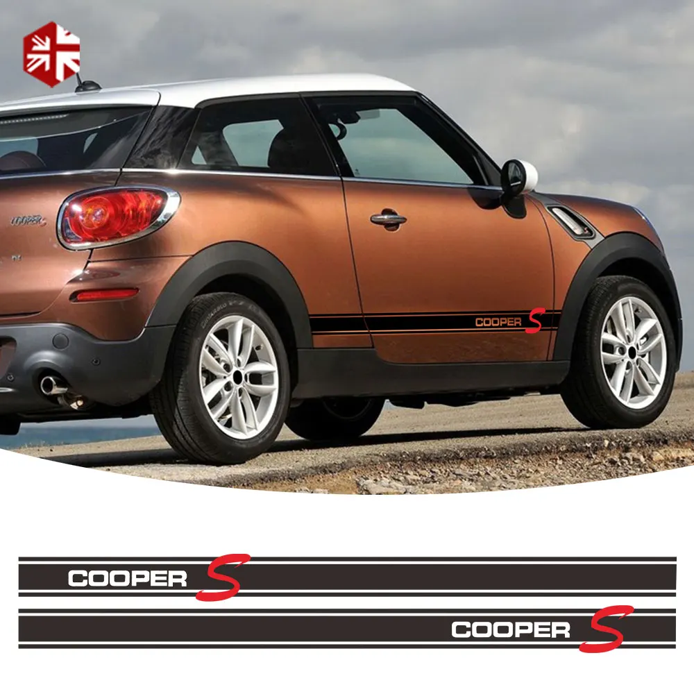 2 шт. двери боковые полосы юбка стикеры Cooper S Стайлинг графика винил кузова наклейка для MINI Cooper Paceman R61 аксессуары