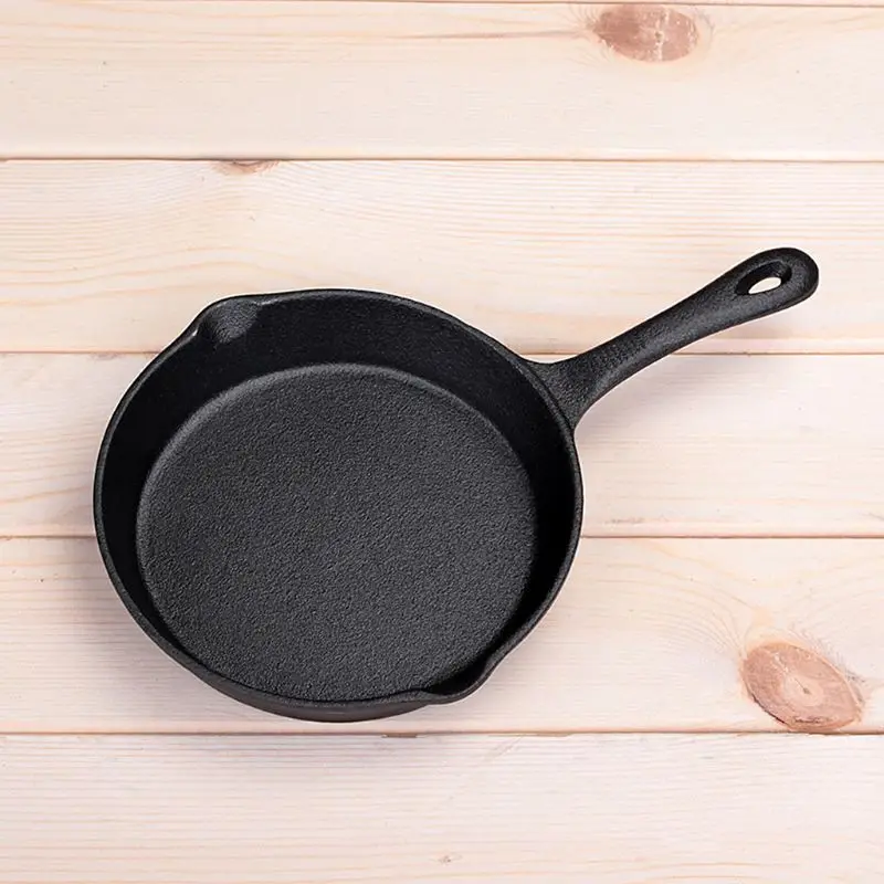16Cm/6.30In Cooking Pan Non-Stick Iron Coating Frying Pan Portable Long Handle Fried Eggs Making Breakfast Home Kitchen Supply