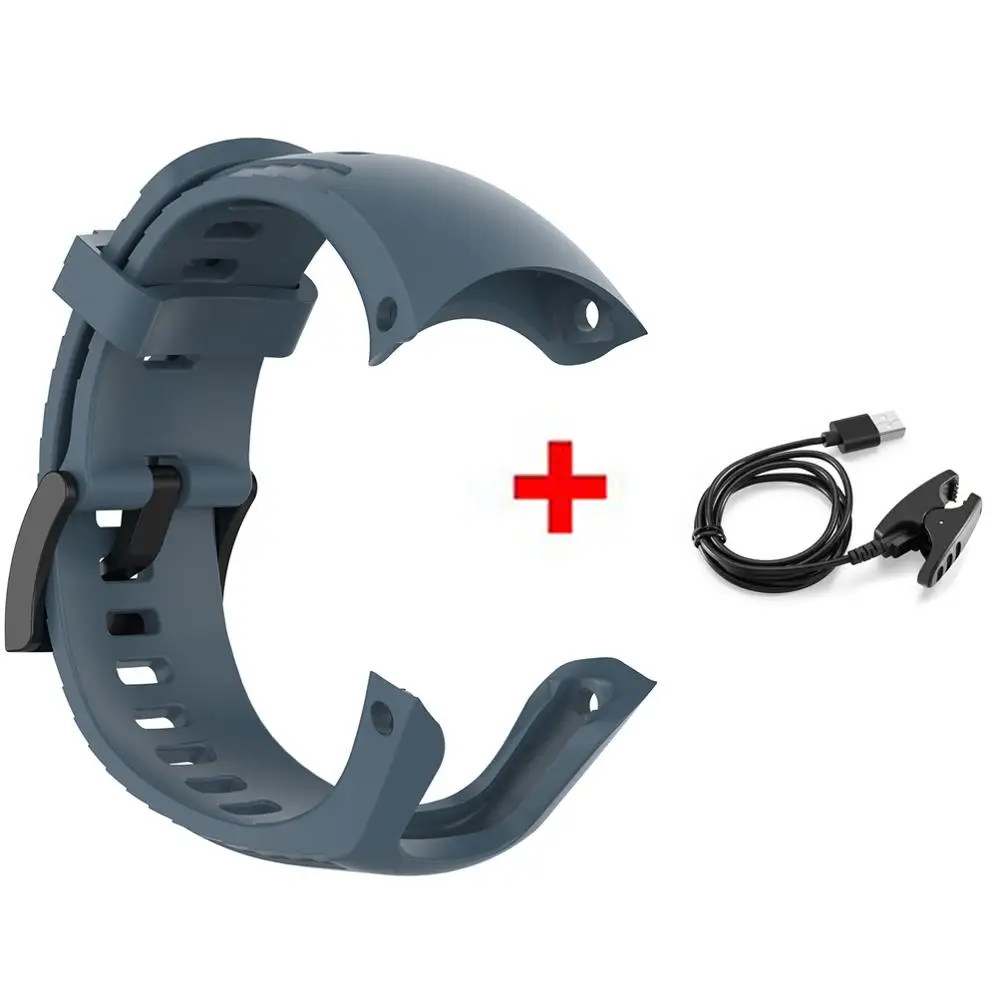 2 в 1 COMLYO Смарт-часы USB зарядное устройство кабель для Suunto 5 Силиконовый Браслет замена Браслет для suunto 5 ремешок для часов - Цвет: Blue
