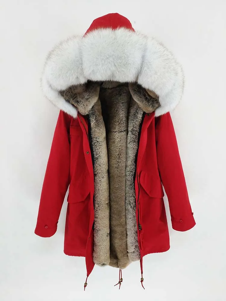 Отстегивающееся пальто с подкладкой из искусственного кроличьего меха с настоящим и натуральным воротником из меха енота, модная теплая куртка с капюшоном, S-7X, новая Мужская парка - Цвет: 8