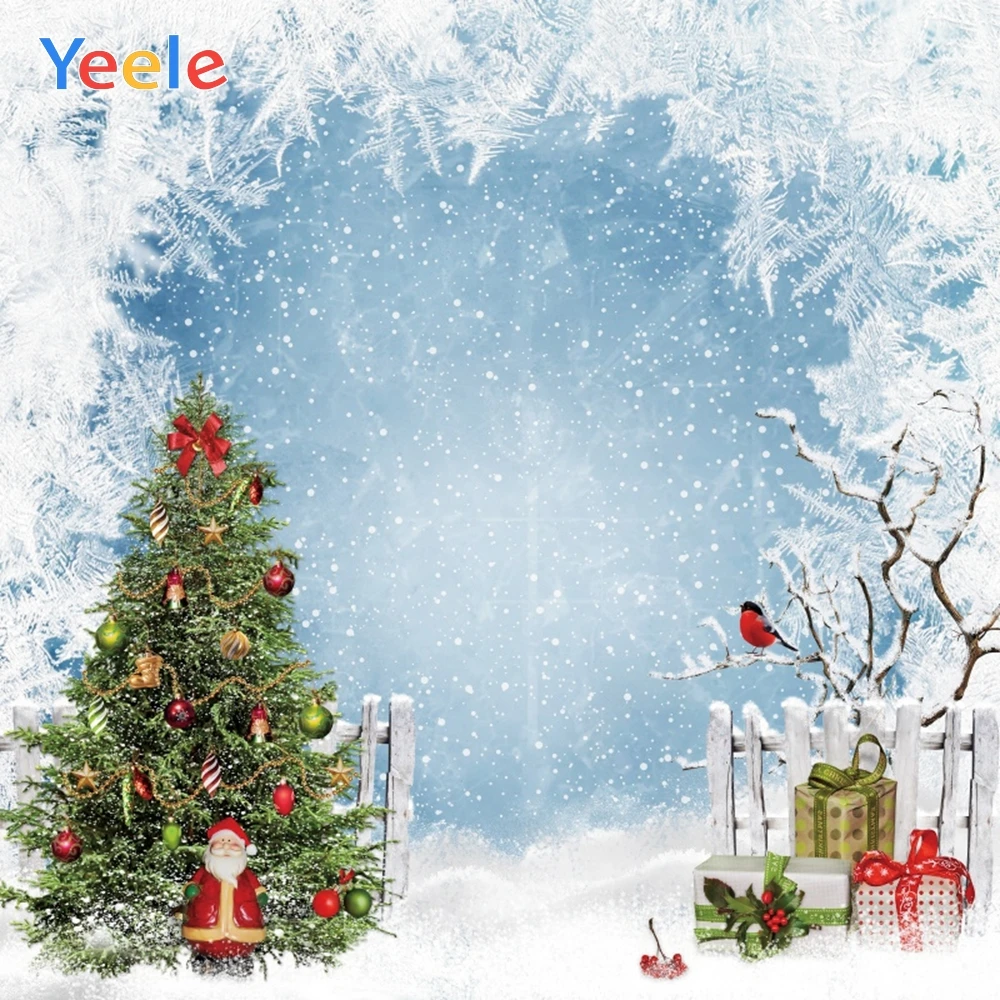 

Christmas Tree Fence Winter Snowflake Baby Backdrop Vinyl Photography Backdrops Photographic Background For Photo Studio Shoot