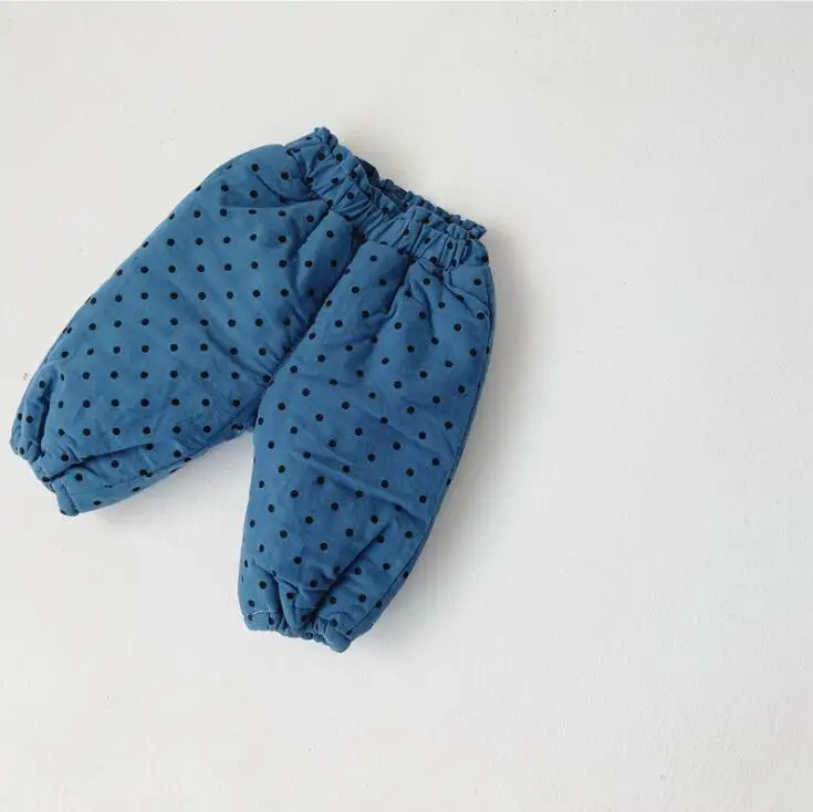 Новые стильные плотные штаны в горошек для маленьких девочек и мальчиков зимние модные детские штаны 0-4 лет, PP565