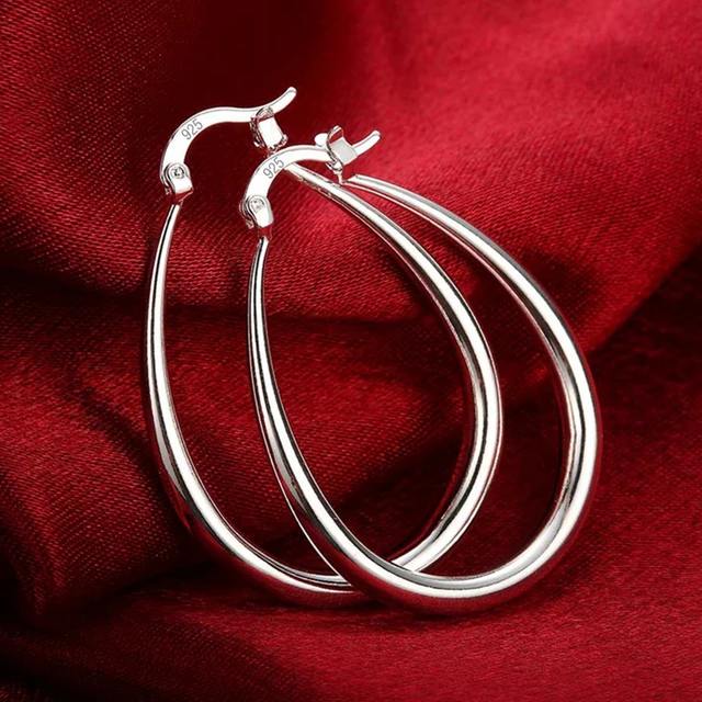 DOTEFFIL orecchini a cerchio in argento Sterling 925 con cerchio liscio 41mm per donna regalo da donna fascino di moda gioielli da sposa di alta qualità 3